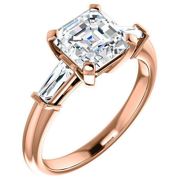 Asscher & Baguette Moissanite Engagement Ring