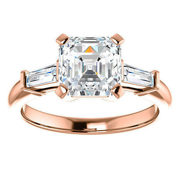 Asscher & Baguette Moissanite Engagement Ring