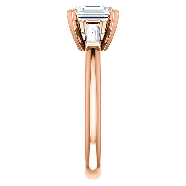 Asscher & Baguette Moissanite Engagement Ring