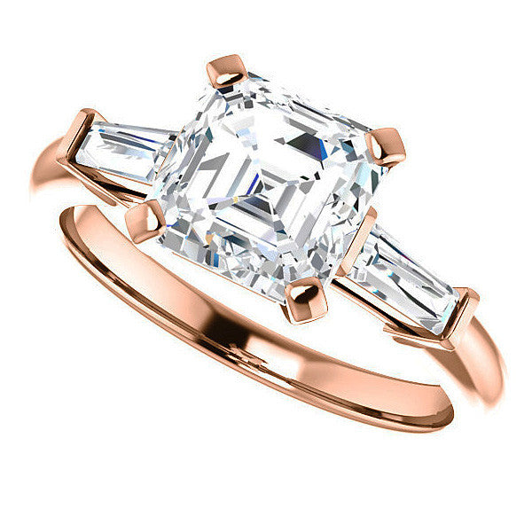 Asscher & Baguette Moissanite Engagement Ring