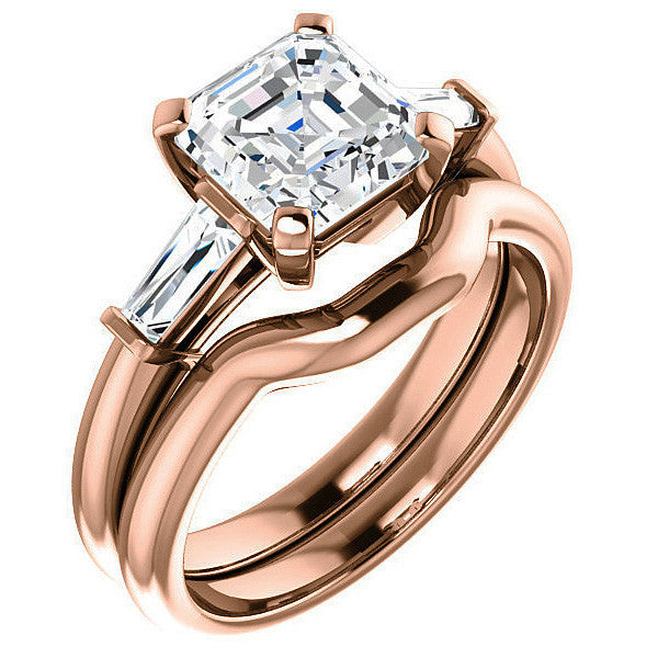 Asscher & Baguette Moissanite Engagement Ring