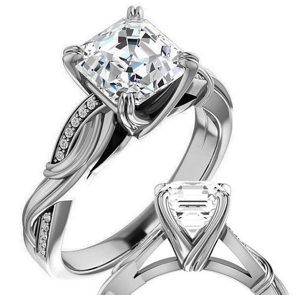 Asscher cut Infinity Accent Engagement Ring