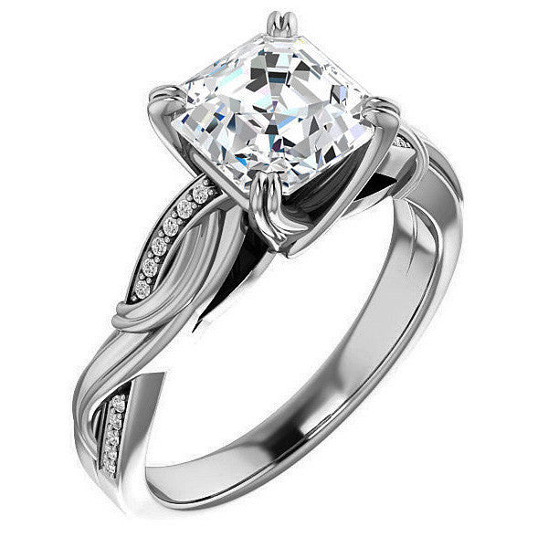 Asscher cut Infinity Accent Engagement Ring