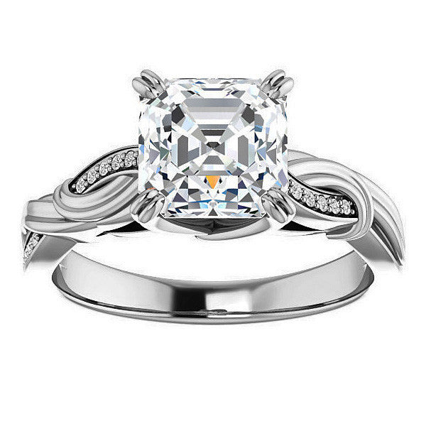 Asscher cut Infinity Accent Engagement Ring