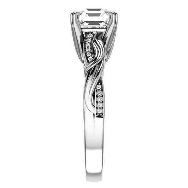 Asscher cut Infinity Accent Engagement Ring