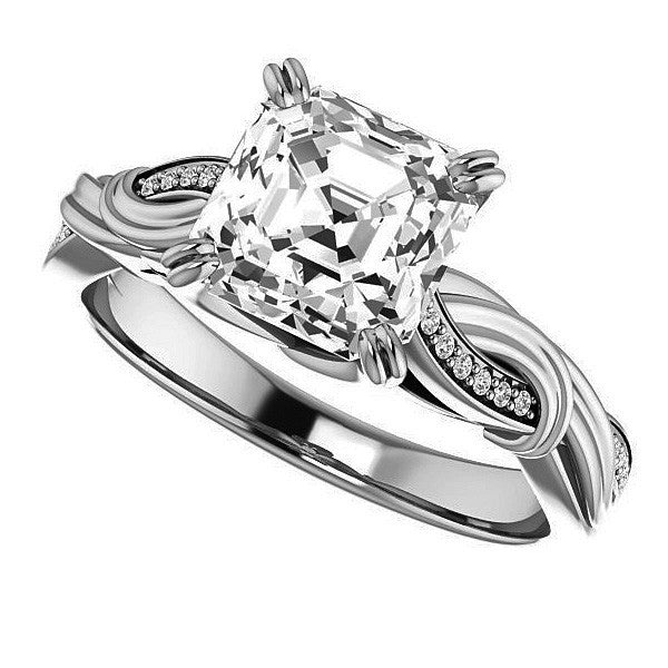 Asscher cut Infinity Accent Engagement Ring