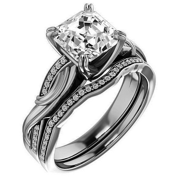 Asscher cut Infinity Accent Engagement Ring