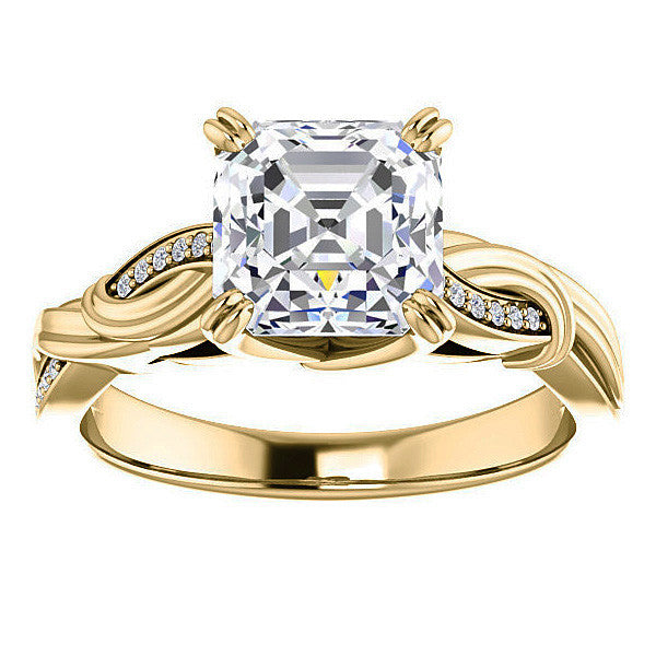 Asscher cut Infinity Accent Engagement Ring