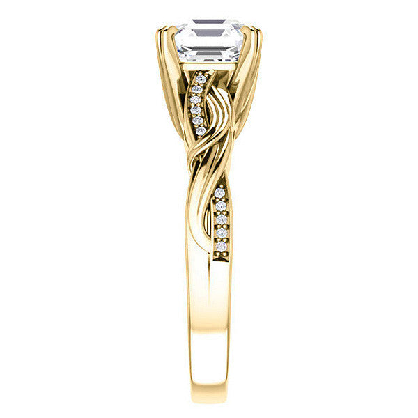 Asscher cut Infinity Accent Engagement Ring
