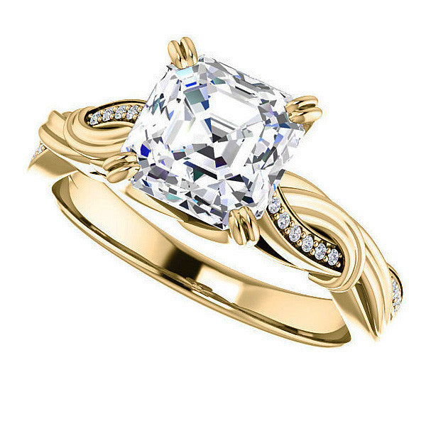 Asscher cut Infinity Accent Engagement Ring