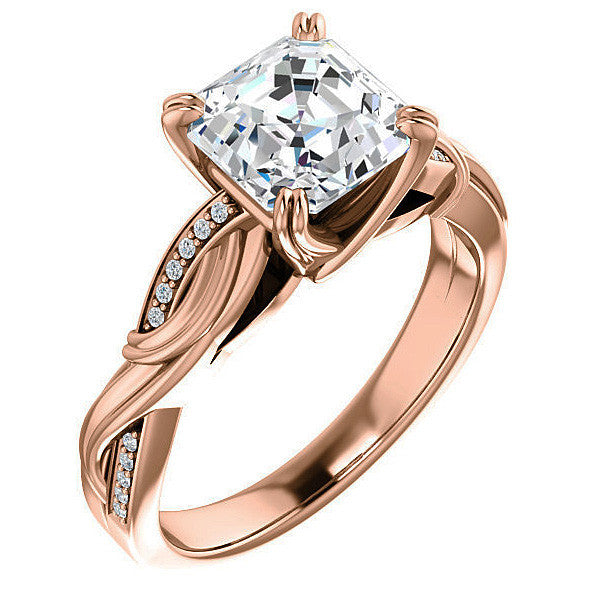 Asscher cut Infinity Accent Engagement Ring