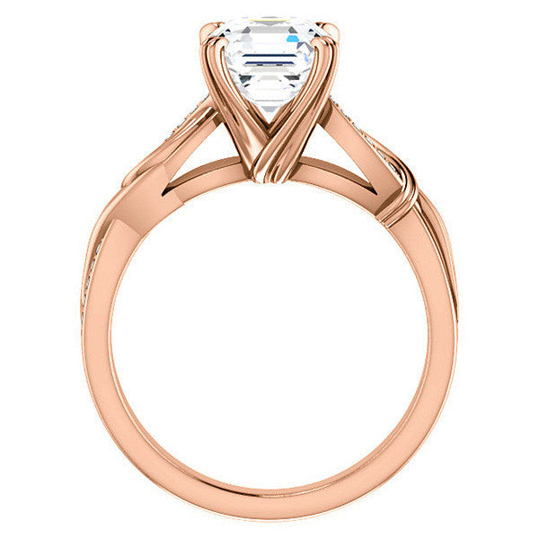 Asscher cut Infinity Accent Engagement Ring