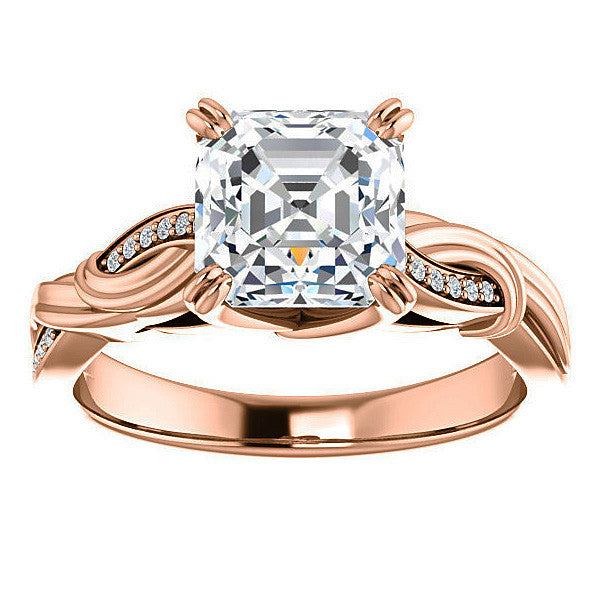 Asscher cut Infinity Accent Engagement Ring