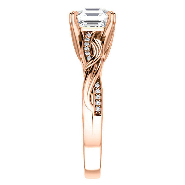 Asscher cut Infinity Accent Engagement Ring
