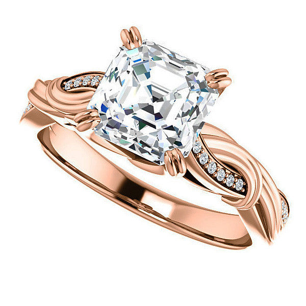 Asscher cut Infinity Accent Engagement Ring