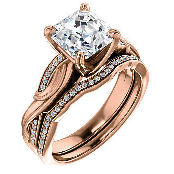 Asscher cut Infinity Accent Engagement Ring