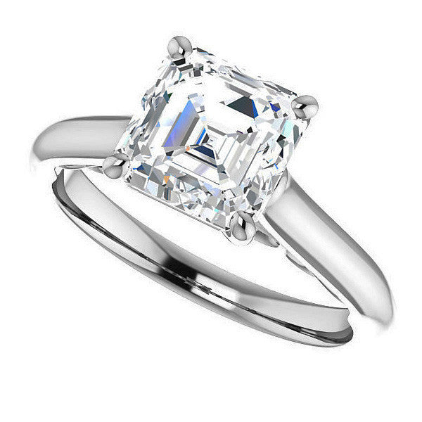 Asscher Scroll Accented Solitaire Engagement Ring