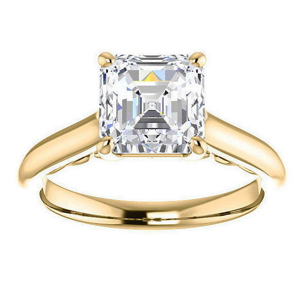 Asscher Scroll Accented Solitaire Engagement Ring