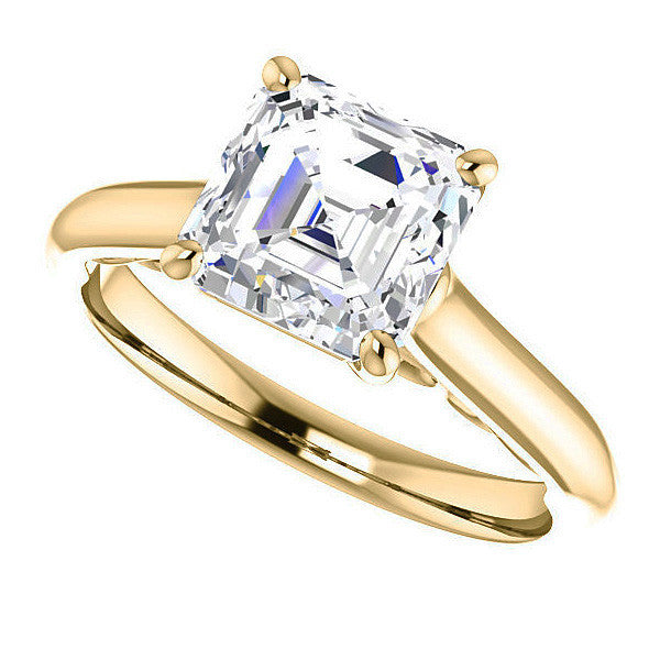 Asscher Scroll Accented Solitaire Engagement Ring