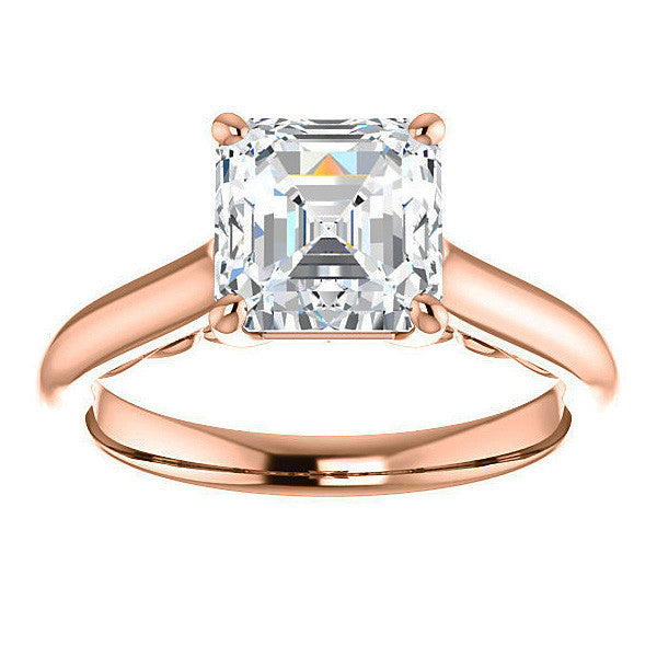 Asscher Scroll Accented Solitaire Engagement Ring
