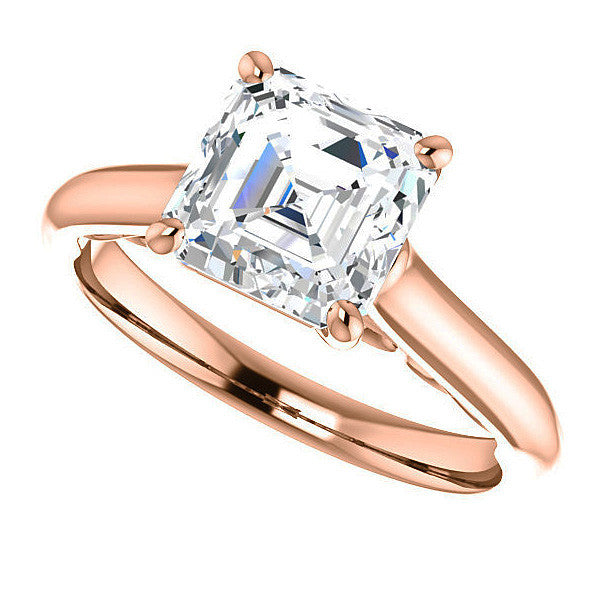 Asscher Scroll Accented Solitaire Engagement Ring