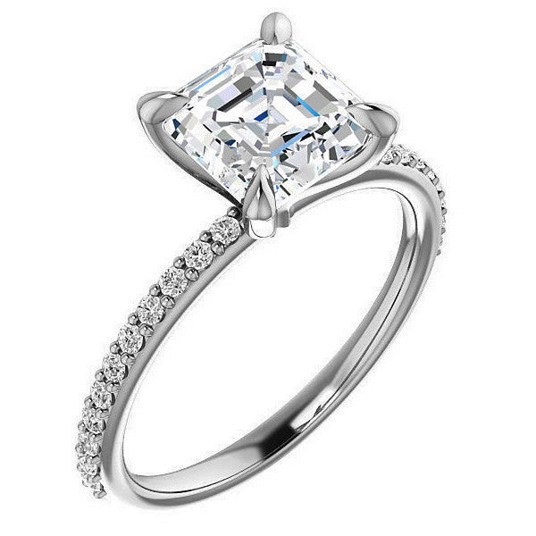Asscher cut Engagement Ring with Claw Prongs