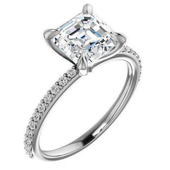 Asscher cut Engagement Ring with Claw Prongs