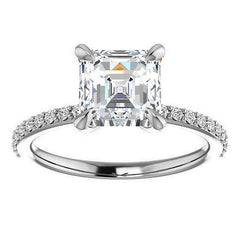 Asscher cut Engagement Ring with Claw Prongs