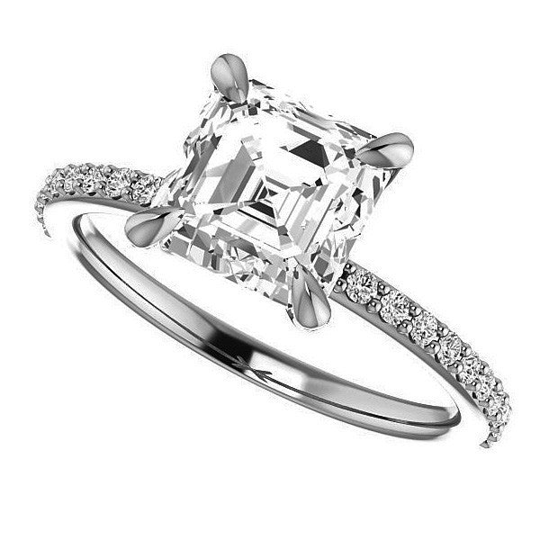 Asscher cut Engagement Ring with Claw Prongs