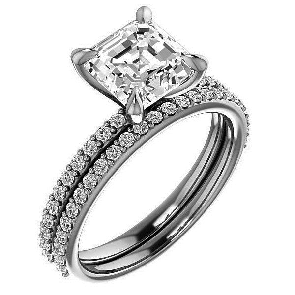 Asscher cut Engagement Ring with Claw Prongs