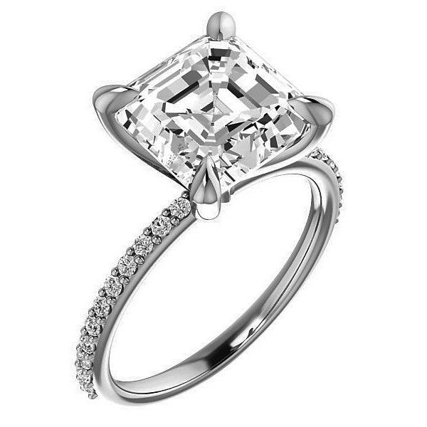 Asscher cut Engagement Ring with Claw Prongs