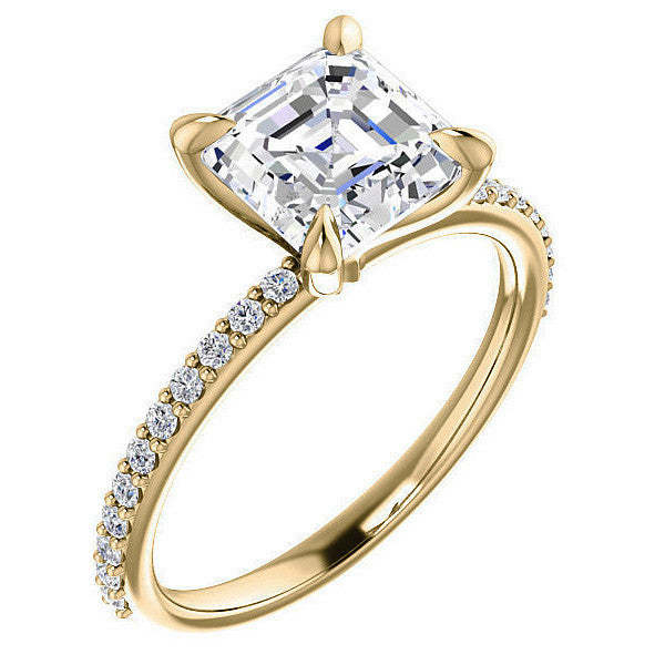 Asscher cut Engagement Ring with Claw Prongs