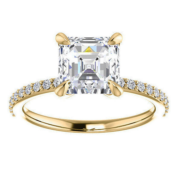 Asscher cut Engagement Ring with Claw Prongs