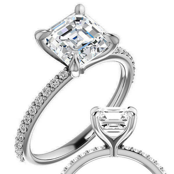 Asscher cut Engagement Ring with Claw Prongs