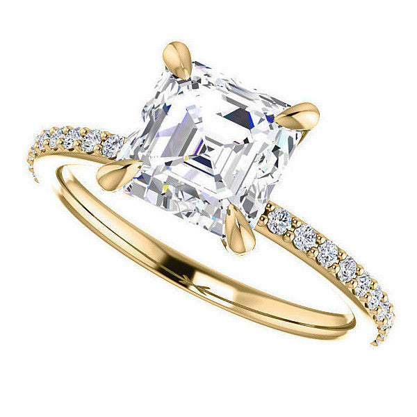 Asscher cut Engagement Ring with Claw Prongs