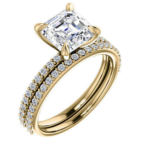 Asscher cut Engagement Ring with Claw Prongs