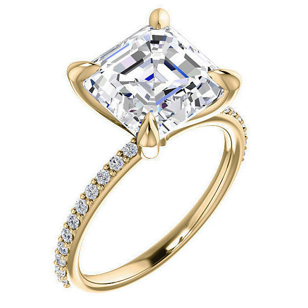 Asscher cut Engagement Ring with Claw Prongs