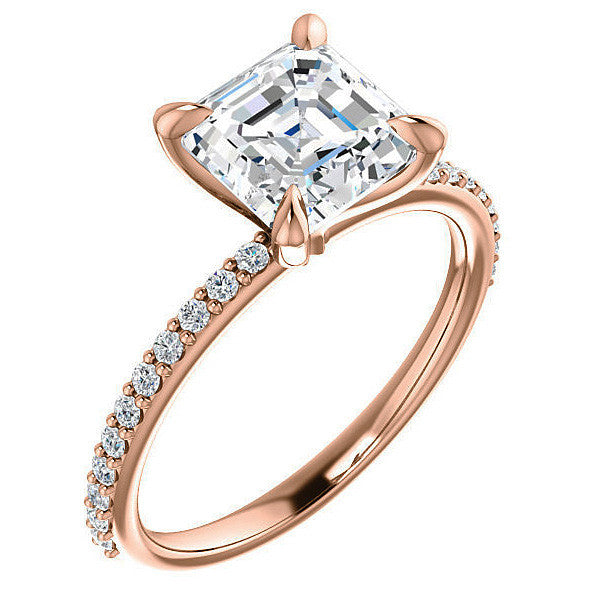 Asscher cut Engagement Ring with Claw Prongs