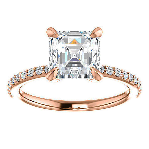 Asscher cut Engagement Ring with Claw Prongs