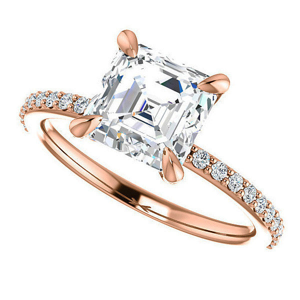 Asscher cut Engagement Ring with Claw Prongs