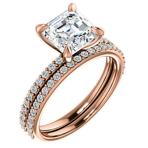 Asscher cut Engagement Ring with Claw Prongs
