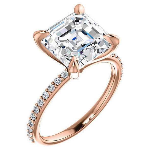 Asscher cut Engagement Ring with Claw Prongs