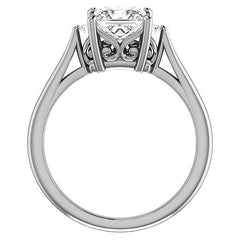 Asscher cut Three-Stone Cathedral Engagement Ring