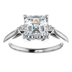 Asscher cut Three-Stone Cathedral Engagement Ring