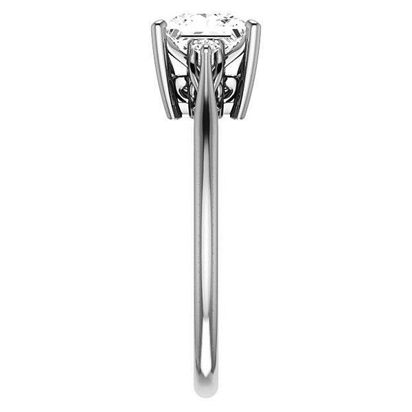 Asscher cut Three-Stone Cathedral Engagement Ring