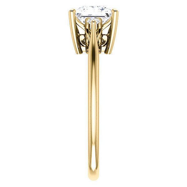 Asscher cut Three-Stone Cathedral Engagement Ring