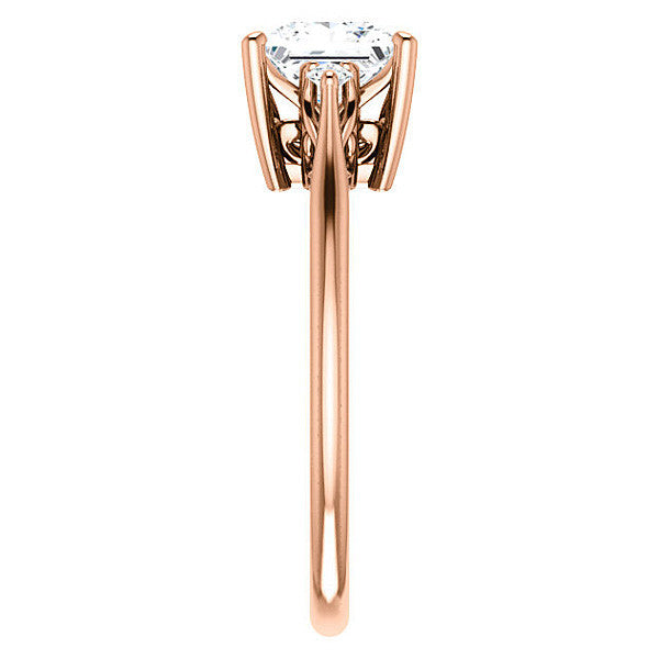 Asscher cut Three-Stone Cathedral Engagement Ring