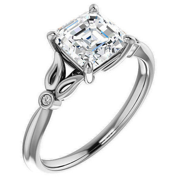 Floral Inspired Asscher Cathedral Engagement Ring