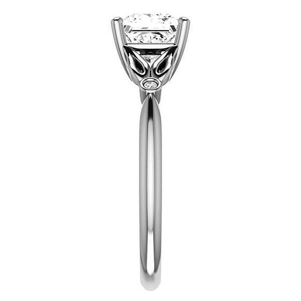 Floral Inspired Asscher Cathedral Engagement Ring