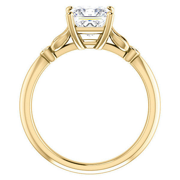 Floral Inspired Asscher Cathedral Engagement Ring
